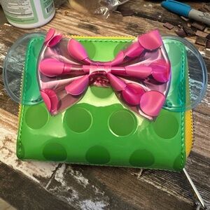 Loungefly Green and Pink Polka Dot Bow Wallet